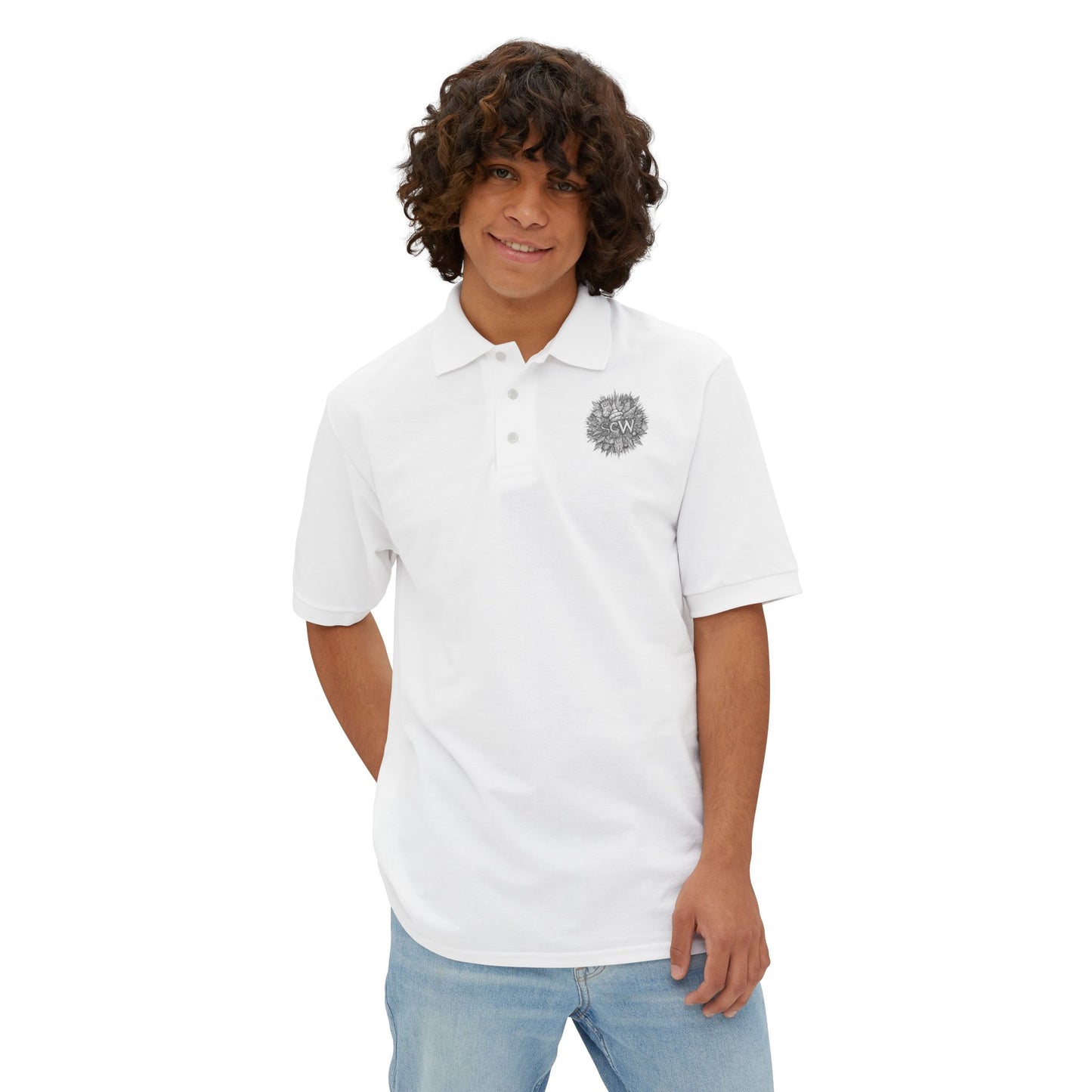 Men's Piqué Polo Festive B&W