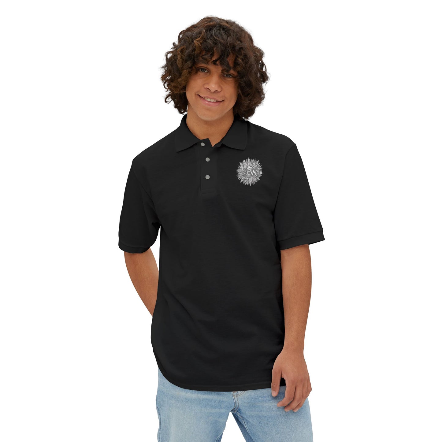 Men's Piqué Polo Festive B&W