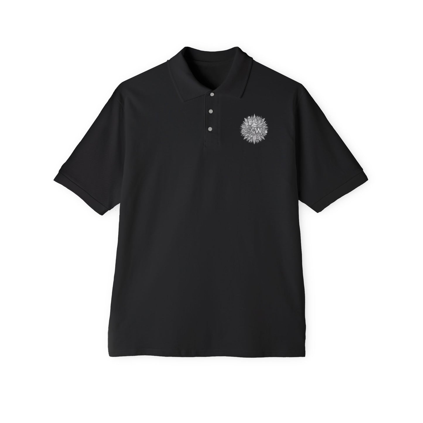 Men's Piqué Polo Festive B&W